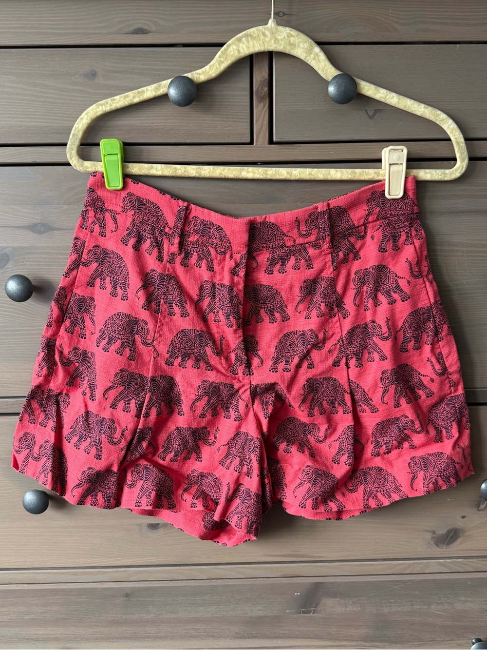 J. Crew Red Elephant Print Textured Pleated Shorts Size 8
